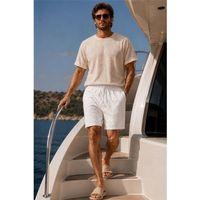 Mann Relax Fit %100 Pamuk Meridian Kumaş Basic Erkek Şort - Ekru