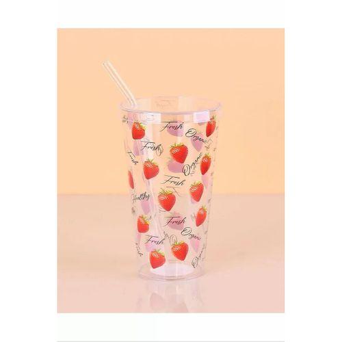 Desenli Plastik Pipetli Bardak 16 Cm 1 Adet Royaleks-ENF-040