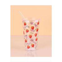 Desenli Plastik Pipetli Bardak 16 Cm 1 Adet Royaleks-ENF-040