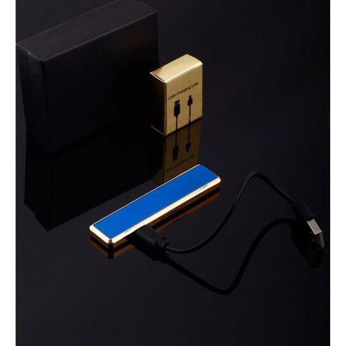 Şık Görünümlü Usb Şarjlı Rezistanslı İnce Slim Metal Çakmak (mavi)