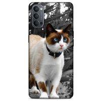 Lopard Oppo Reno 4 Uyumlu Kılıf Kediler (43) Thin Fit Kılıf Beyaz Kedi