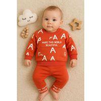 Harf Baskılı 2'li % 100 Pamuk Erkek Bebek Takımı