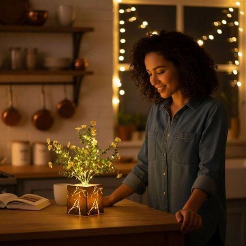 Siyah Saksılı Led Yapay Çiçek