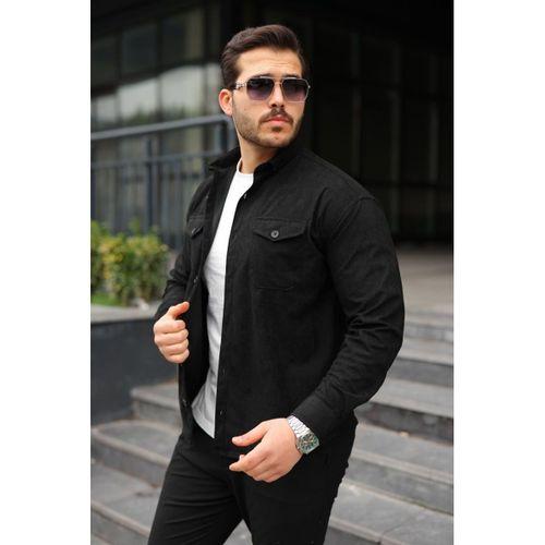 Erkek Uzun Kollu Cepli Kadife Gömlek