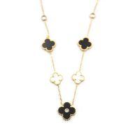 Taşlı Yonca Kolye - Altın