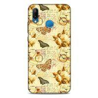 Huawei P20 Lite Kılıf Kelebek Etkisi (33) Hybrid Kılıf Kahverengi Turuncu