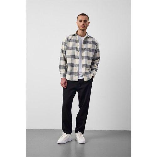 Brandon Relaxed Fit Pamuklu Geniş Çizgili Oduncu Erkek Gömlek - Açık Mavi