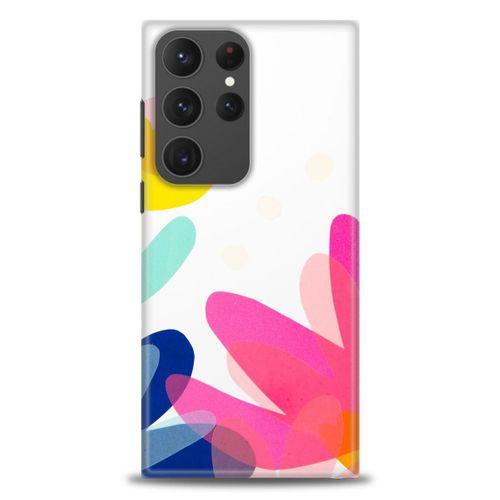 Samsung Galaxy S23 Ultra Kılıf HD Baskılı Kılıf - Çiçekk + Tam Ekran Koruyucu