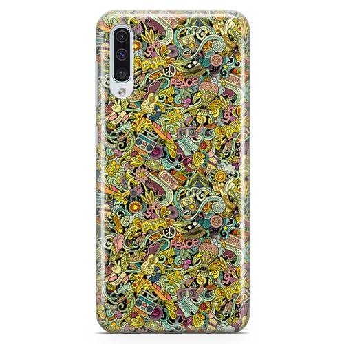 Samsung Galaxy A70 Kılıf Hippie Doodle Arka Kapak Koruma Desenli Full Koruyucu