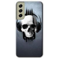 Samsung Galaxy S21 FE Kılıf Baskılı Kapak - Müzik Kurukafa +Tam Ekran Koruyucu