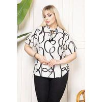 Desenli Püsküllü Viskon Bluz Bebe Yaka Kısa Kollu Big Size Rahat Kesim - Desenli