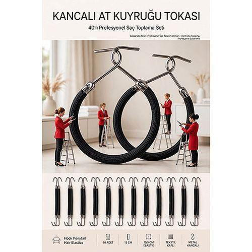 40 Adet Kancalı At Kuyruğu Saç Tokası Pratik Saç Toplama Lastiği 718700