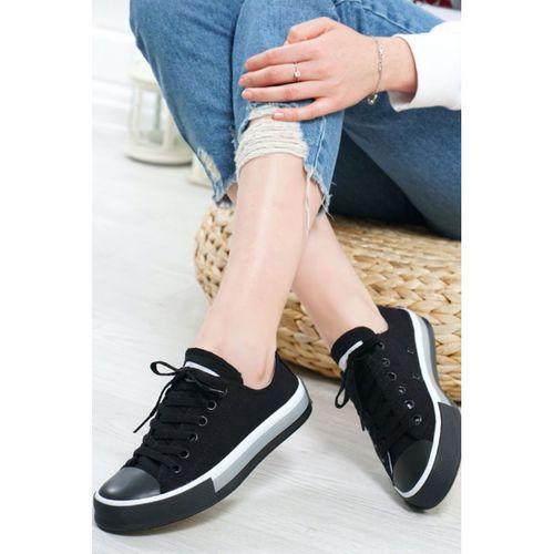 Kadın Siyah Günlük Spor Ayakkabı Bez Yürüyüş Ayakkabısı Triko Sneaker