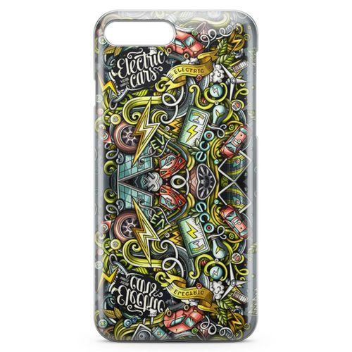 Apple iPhone 8 Plus Kılıf Elektrikli Araba Doodle Arka Kapak Koruma Desenli Full Koruyucu