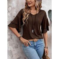 Kadın Kısa Kollu V Yakalı Viskon Bluz