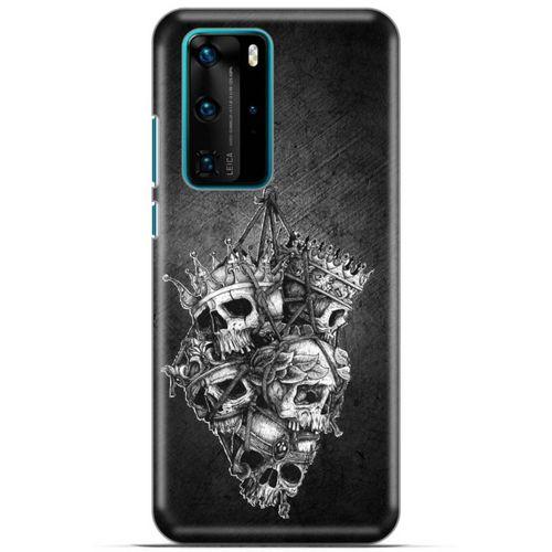 Lopard Huawei P40 Pro Uyumlu Kılıf Tattoo's (47) Crystal Flex Kılıf Kafatasları