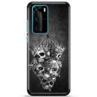 Lopard Huawei P40 Pro Uyumlu Kılıf Tattoo's (47) Crystal Flex Kılıf Kafatasları