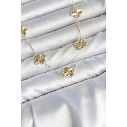 Gold Renk Yonca Model VIP Seri Kadın Kolye