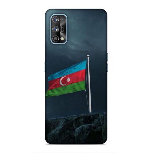 Realme 7 Pro Uyumlu Kılıf Azarbaijan (27) Tasarımlı Kılıf Mavi Beyaz