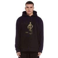 C3PO Baskılı Siyah Erkek Kapşonlu Sweatshirt