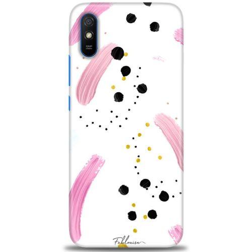 Xiaomi Redmi 9A Kılıf HD Baskılı Kılıf - Pembe ve Benekler + Tam Ekran Koruyucu