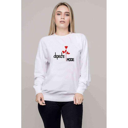 Depedre Mode Rose Baskılı Beyaz Kadın Sweatshirt