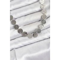 Yuvarlak Plaka Model Gümüş Renk Kadın Kolye