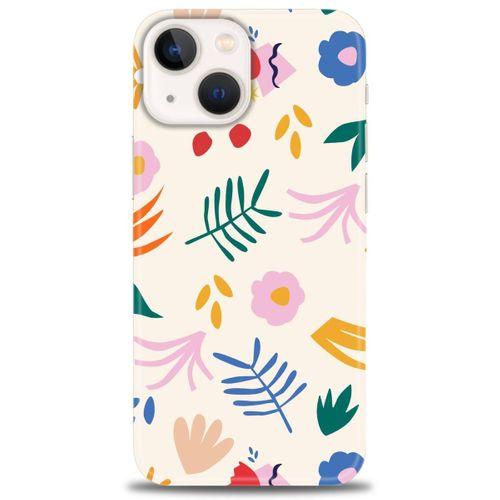 iPhone 13 Kılıf HD Baskılı Kılıf - Renkli Dallar + Tam Ekran Koruyucu
