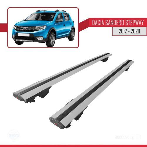 Dacia Sandero STEPWAY 2012-2020 Arası ile uyumlu HOOK Model Anahtar Kilitli Ara Atkı Tavan Barı GRİ