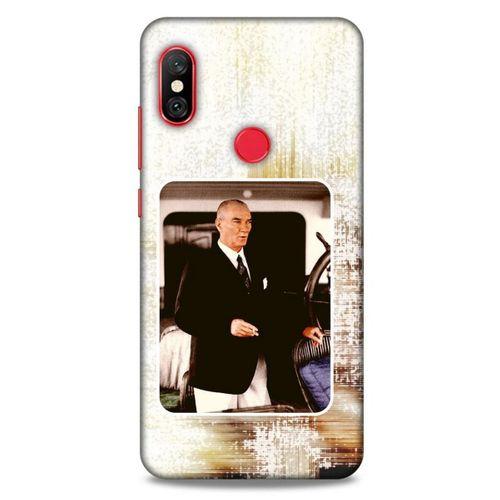 Xiaomi Redmi Note 6 Pro Kılıf Atatürk (24) Darbe Emici Kılıf Eskitilmiş Beyaz