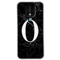 MRCİLETİSİM Tecno Camon 16 Kılıf HD Desen Baskılı Arka Kapak+Temperli Cam - Siyah Mermer Desenli O Harfi