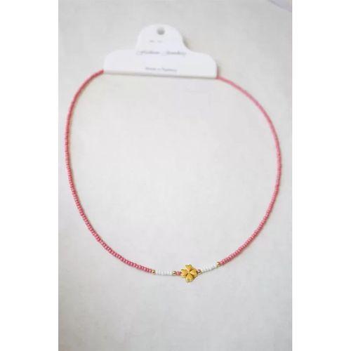 Kum Boncuklu Yonca Kolye - Nar Çiçeği