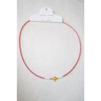 Kum Boncuklu Yonca Kolye - Nar Çiçeği