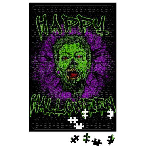Zombie Purple Grunge Splatter Happy Halloween Puzzle