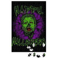 Zombie Purple Grunge Splatter Happy Halloween Puzzle