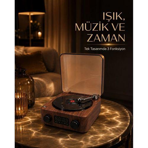 Bluetooth Hoparlörlü Gece Lambası Dijital Saat Ve Ambiyans Işığı Çok Amaçlı