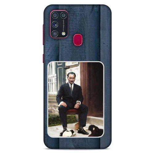 Samsung Galaxy M31 Kılıf Atatürk (37) Silicone Cover Laci Ahşap