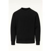 Pilar Oversize Selanik Örgülü Bisiklet Yaka Erkek Triko Kazak - Siyah