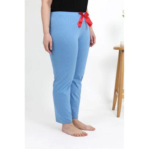Kadın Pamuklu Büyük Beden Alt Pijama Mavi