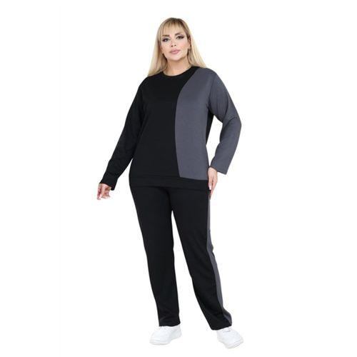 Melsay Butik Siyah Füme Renk Bloklu Modal Kadın Eşofman Takımı