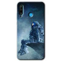 Huawei P30 Lite Kılıf HD Desen Baskılı Arka Kapak - Astronot Yalnızlığı