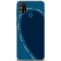 Samsung Galaxy M31 Kılıf HD Baskılı Kılıf - Amor Mavi + Tam Ekran Koruyucu