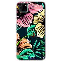 MRCİLETİSİM Huawei Y5P Kılıf HD Desen Baskılı Arka Kapak + Temperli Cam - Çizim Çiçekler