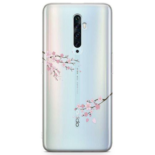 Oppo Reno2 Z 2019 Kılıf Pembe Çiçek Arka Kapak Koruma Desenli Full Koruyucu