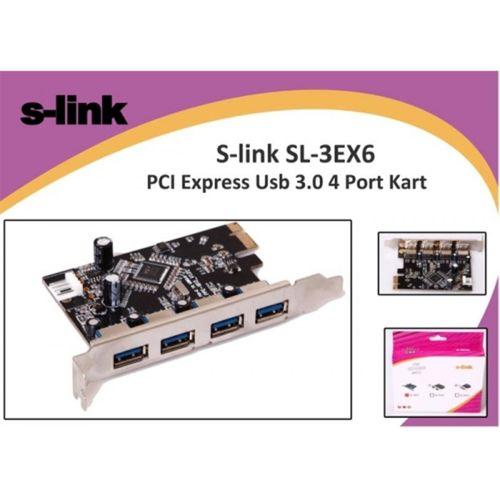 S-LINK SL-3EX6 PCI Express TO USB 3.0  x4 Port Kart