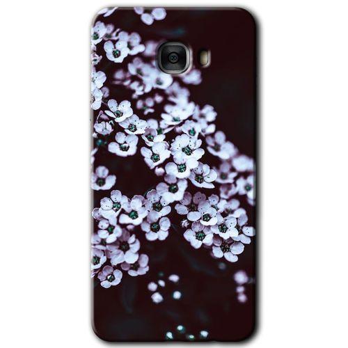 Samsung Galaxy C9 Pro HD Baskılı Kılıf + 9D Tam Ekran Koruyucu - Beyaz Çiçek