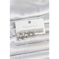 316L Çelik Gümüş Renk Kadın Küpe Seti
