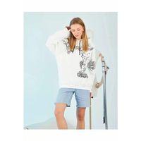 Pilelistore Kapüşonlu Strong Heykel Baskılı Sweatshirt - Beyaz