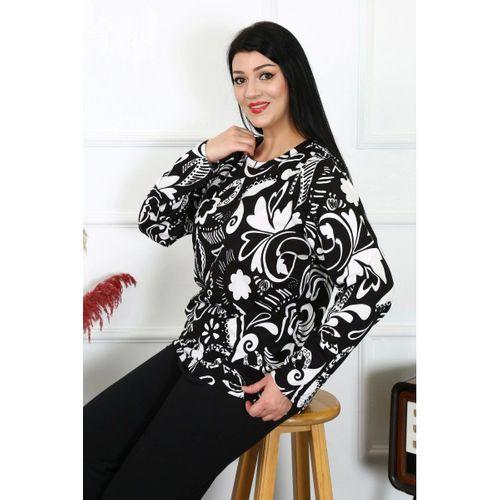 Kadın Büyük Beden Penye Uzun Kol Pijama Takım