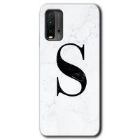 Poco M3 Kılıf HD Desen Baskılı Arka Kapak - Beyaz Mermer Desenli S Harfi + Kırılmaz Cam